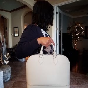 SOLD@!  Louis Vuitton Ivory Alma Epi Satchel Han